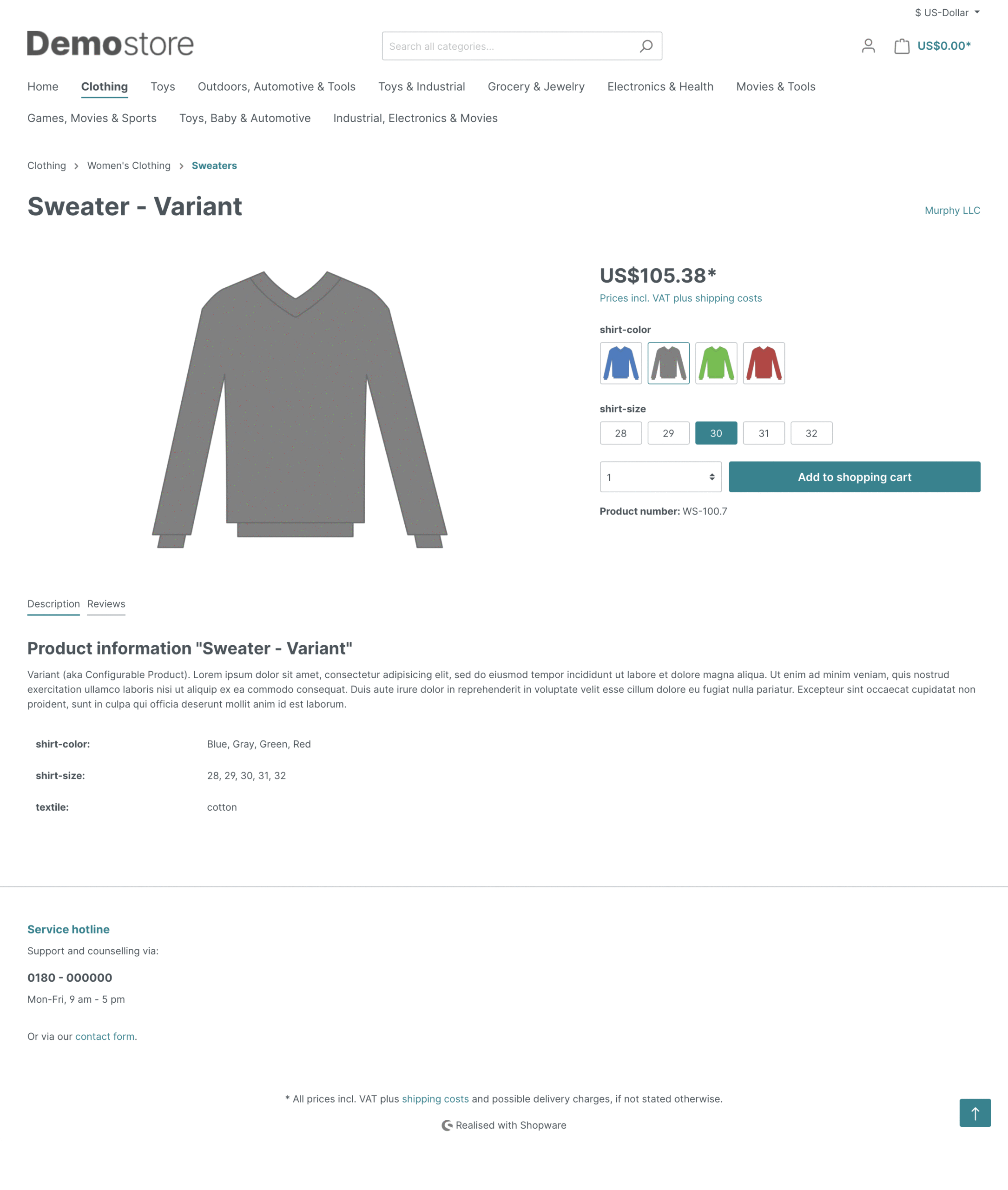 Shopware-Demo-Product-Page