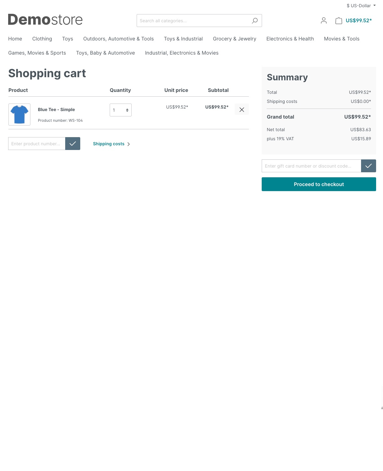 Shopware 6 Shopping Cart