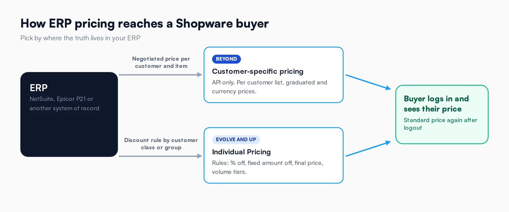 How ERP pricing flows into Shopware customer-specific pricing or Individual Pricing rules